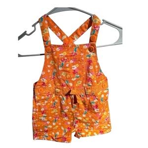 Vintage Little Mermaid Disney Princess Shortalls Overalls Orange 24 Months
